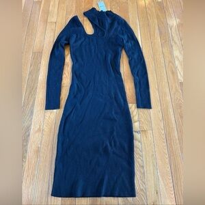 New NWT Simplee Long Sleeve Cutout Bodycon Fitted Dress Size Small Black